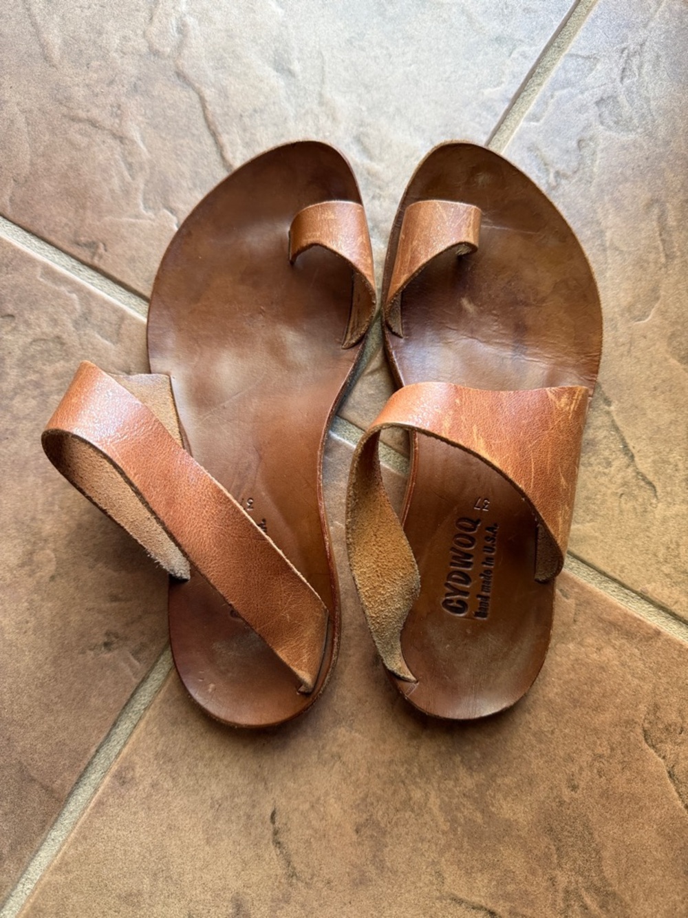 Genuine Leather Brown Women’s Toe-Loop Sandals 37